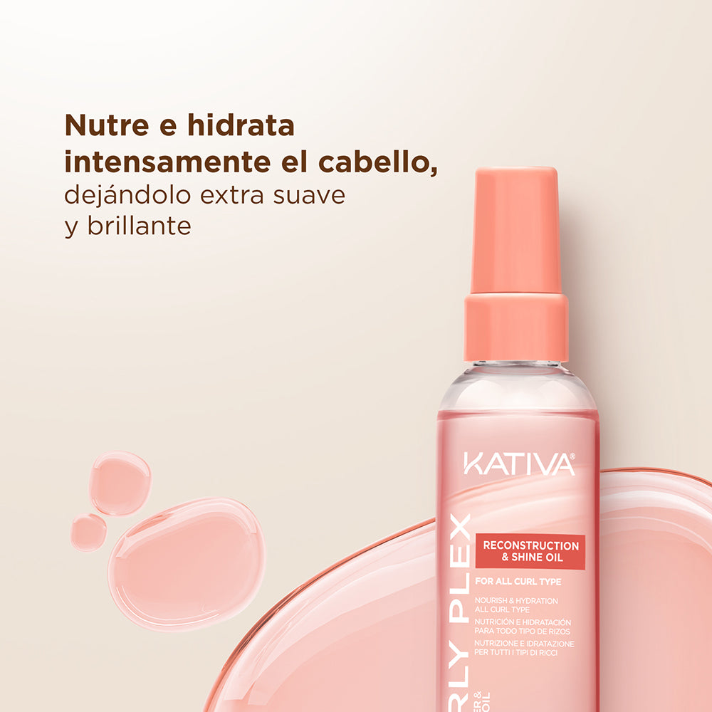 Kativa Curly Plex Reconstruction & Shine Oil Óleo Finalizador para Cachos: detalhe do produto