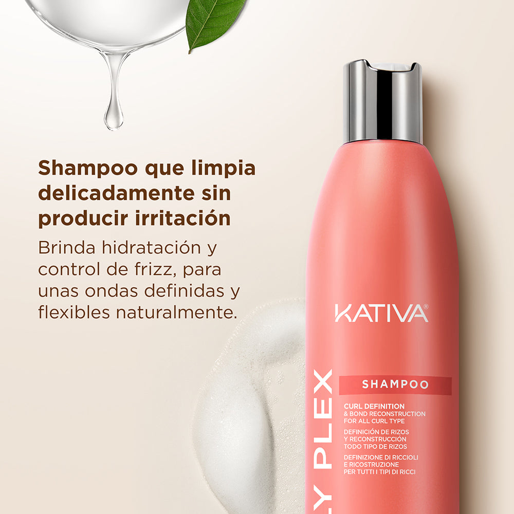 Kativa Curly Plex Shampoo Definição de Cachos e Reconstrução: detalhe do produto