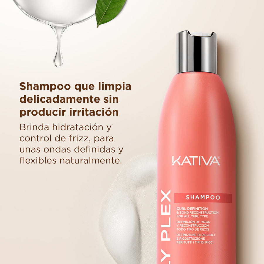 Kativa Curly Plex Shampoo Definição de Cachos e Reconstrução: detalhe do produto