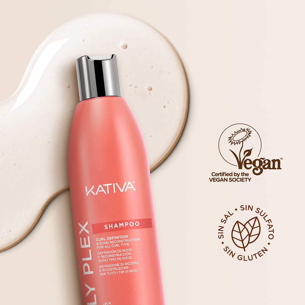 Kativa Curly Plex Shampoo Definição de Cachos e Reconstrução: selos da marca