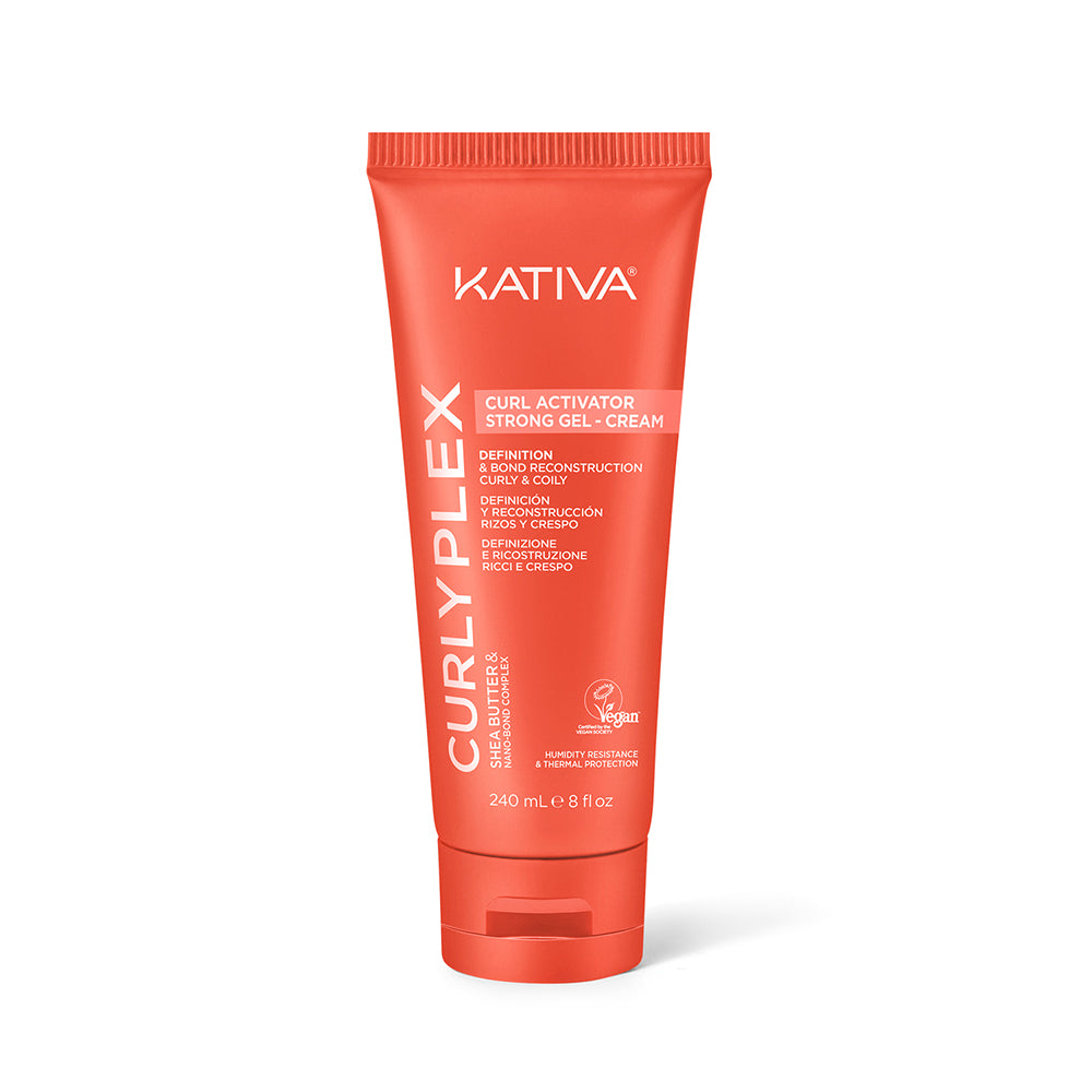 Kativa Curly Plex Strong Gel-Cream Gel Creme Ativador de Cachos Fixação Forte 240ml