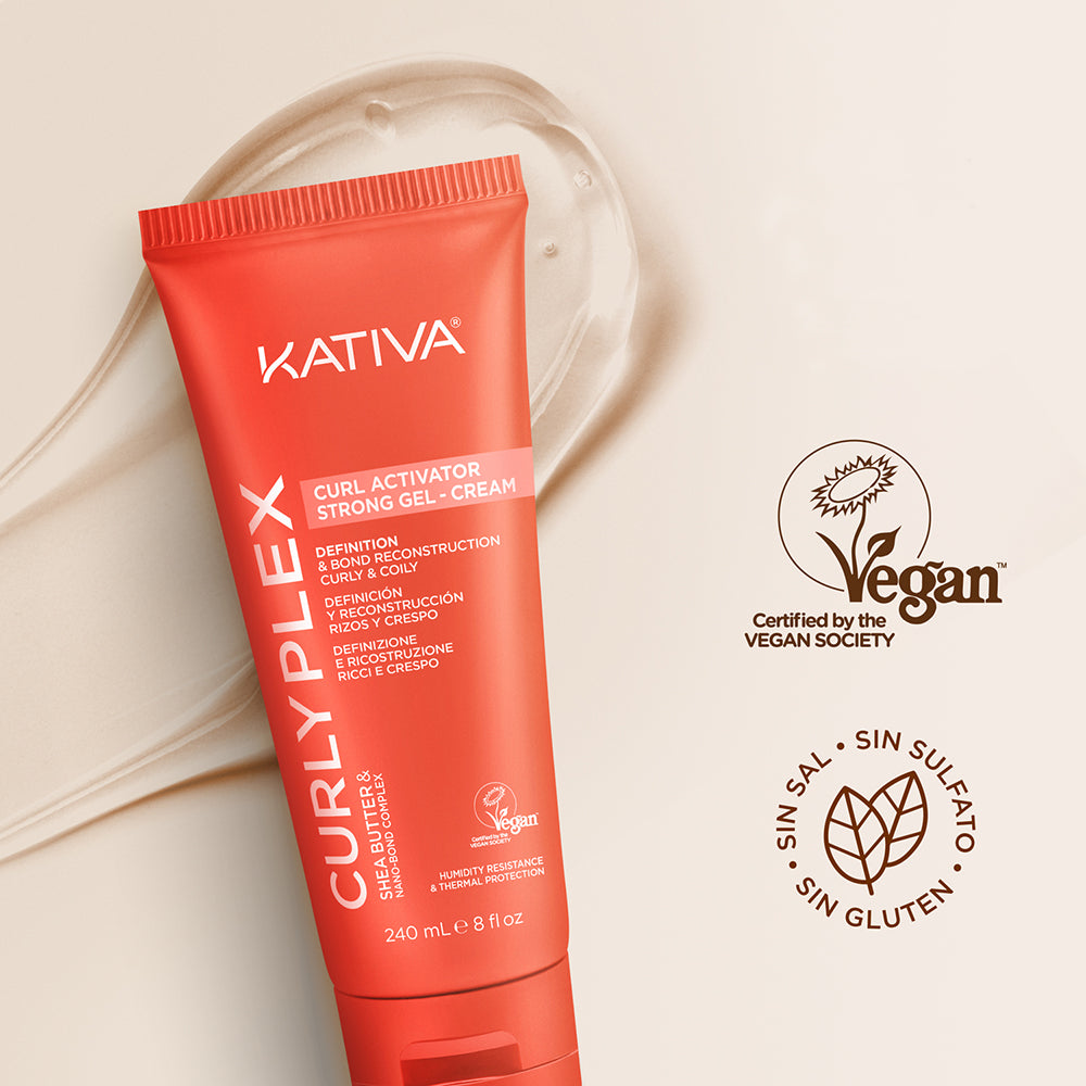 Kativa Curly Plex Strong Gel-Cream Gel Creme Ativador de Cachos Fixação Forte: selos da marca