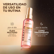 Kativa Keratin Nutrition Hair Oil Óleo Capilar Antifrizz e Brilho: usos de dia e de noite