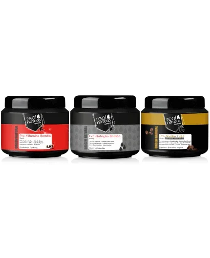 Real Natura Kit Mini Cronograma Capilar 3 X Máscara 200ml - Ilha dos cosméticos