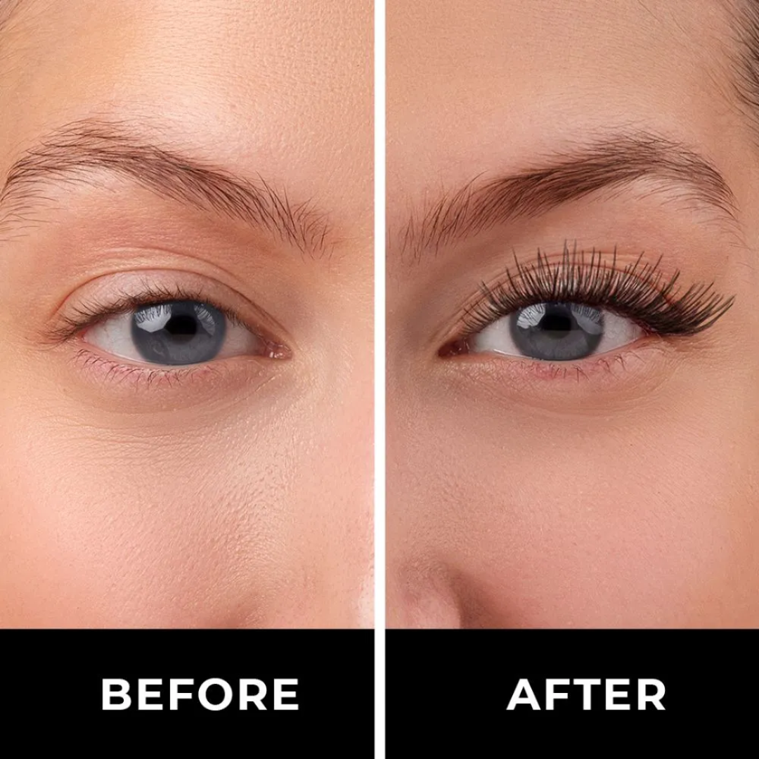 Antes e depois com Lamel 3D Effect Máscara de Pestanas Volume e Definição 10ml