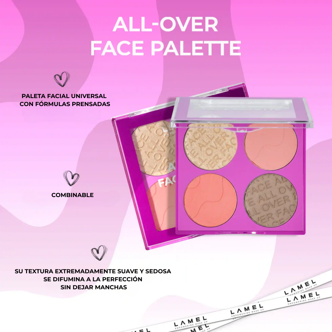 Lamel All-Over Face Paleta de Rosto para Contorno e Blush Nº 401 11,5g, painel da marca com as características