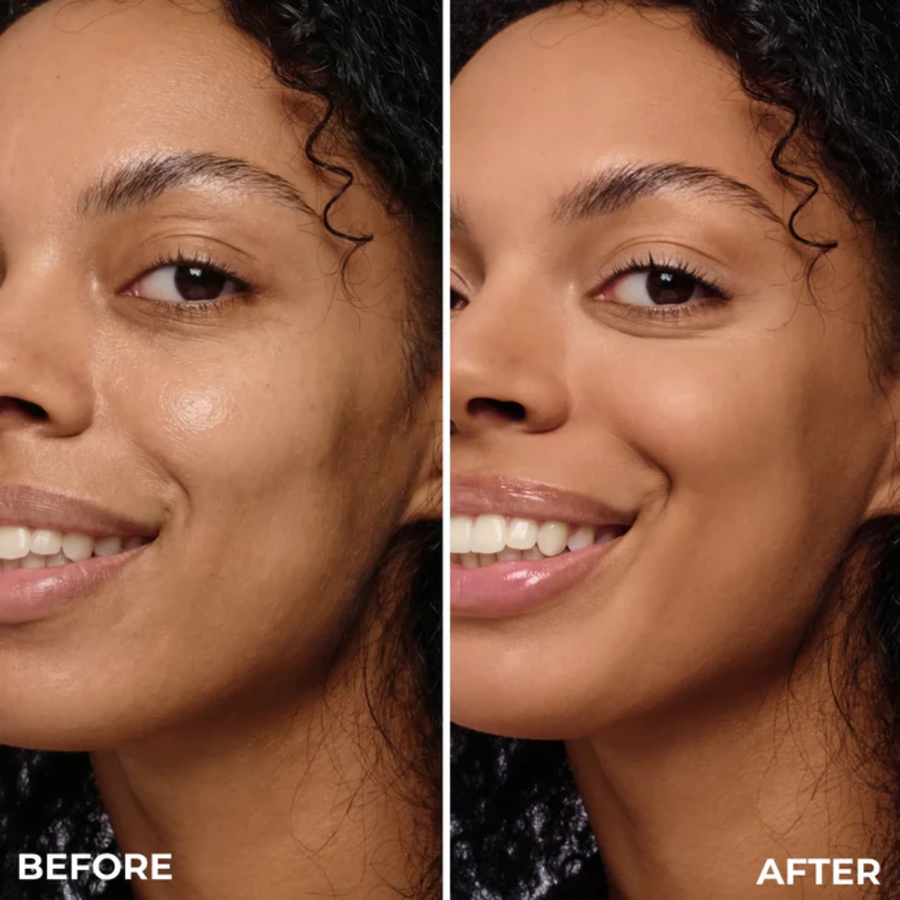 Antes e depois com Lamel Cloud Matte Base em Pó Compacto Mate 8g Nº 07