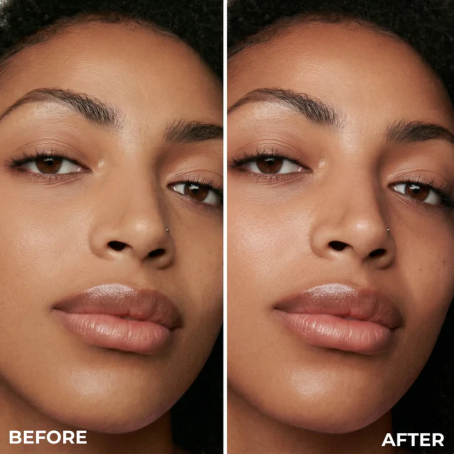 Antes e depois com Lamel Cloud Matte Base em Pó Compacto Mate 8g Nº 08