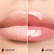 Antes e depois com Lamel Dazzle Glow Gloss Labial de Brilho Espelhado 5ml Nº 402