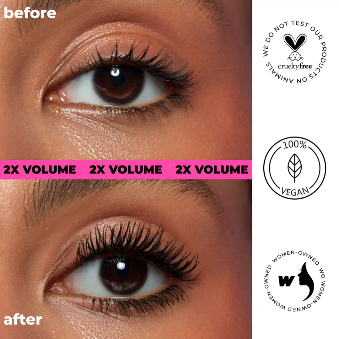 Antes e depois com Lamel Cult Lift & Volume Máscara de Pestanas Elevação e Volume 10ml