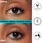 Antes e depois com Lamel Cult Strength & Lift Máscara de Pestanas Volume Imediato 10ml