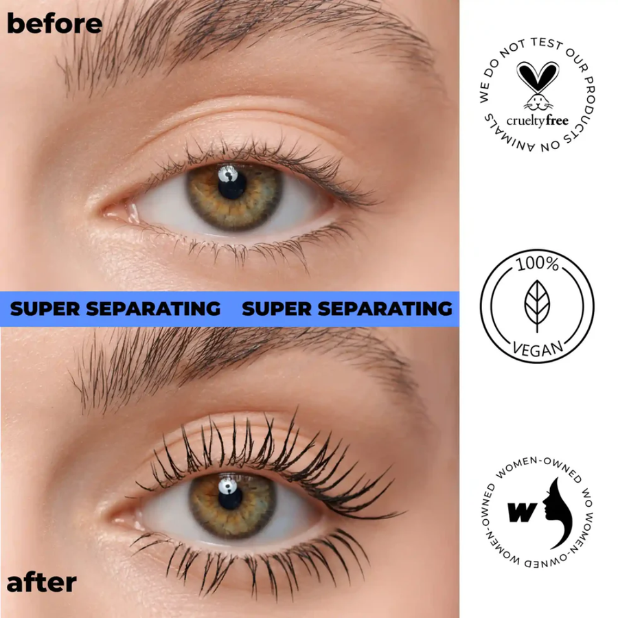 Antes e depois com Lamel Cult Volume & Define Máscara de Pestanas Volume e Definição 10ml