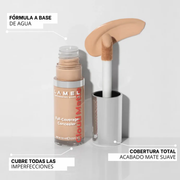 Lamel Cloud Matte Corretor Líquido Mate de Cobertura Total 9,5ml Nº 04W, painel da marca com as características