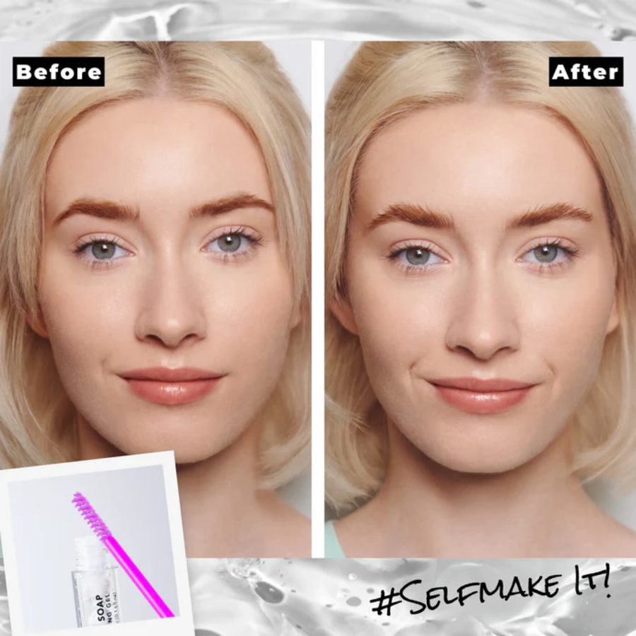 Antes e depois com Lamel Liquid Brow Soap Gel Fixador de Sobrancelhas 4,5ml