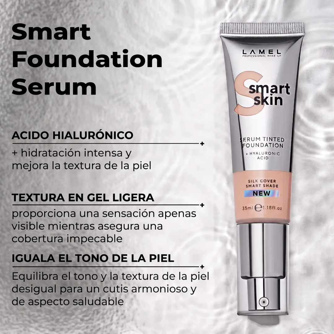 Lamel Smart Skin Base Sérum com Cor e Ácido Hialurónico 35ml Nº 401, painel da marca com as características