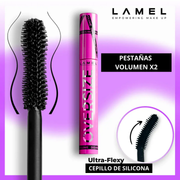 Lamel Oversize Máscara de Pestanas Volume Duplo 10ml, painel da marca com as características