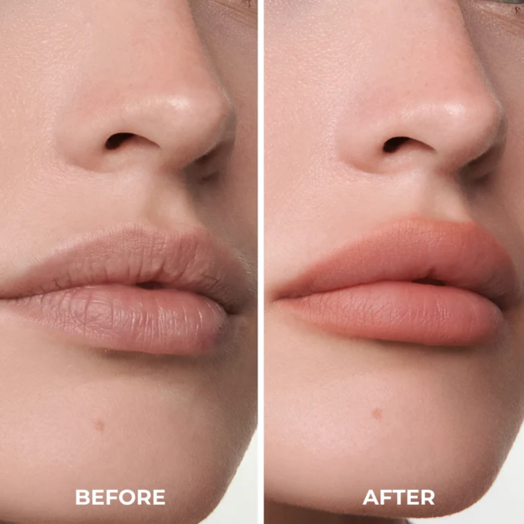 Antes e depois com Lamel Lip Definer Lápis de Lábios para Contorno 1,1g Nº 403