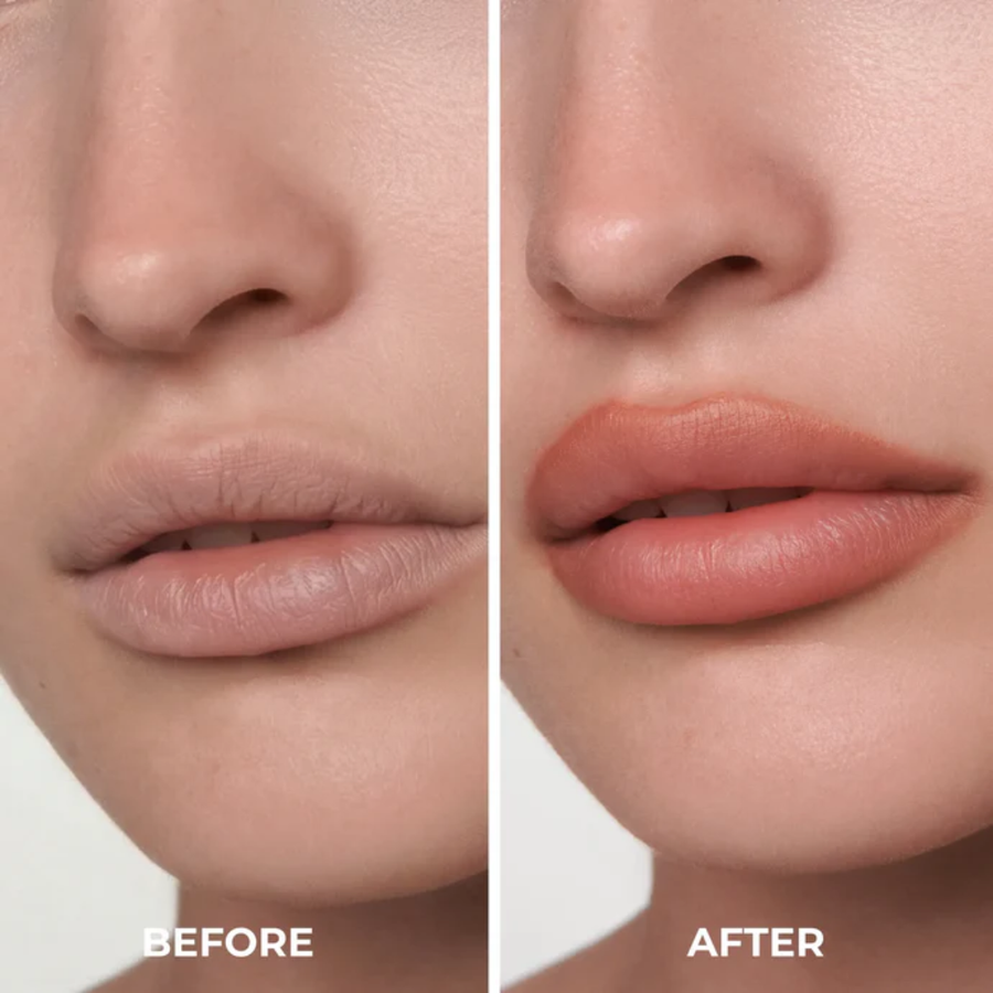 Antes e depois com Lamel Lip Definer Lápis de Lábios para Contorno 1,1g Nº 404