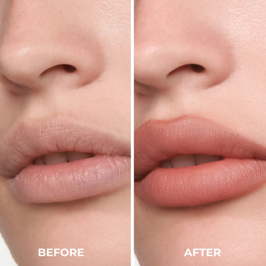 Antes e depois com Lamel Lip Definer Lápis de Lábios para Contorno 1,1g Nº 406