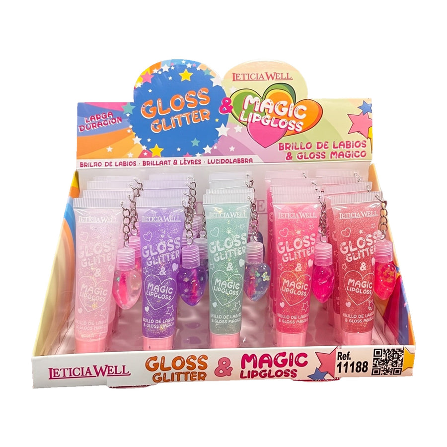 Leticia Well Gloss Glitter e Magic Lipgloss com Pendente Coração 15ml — foto 1