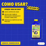 Shampoo Argan Oil Lola Reconstrutor Sem Sulfatos: como usar, agitar e massajar o couro cabeludo, uso diário