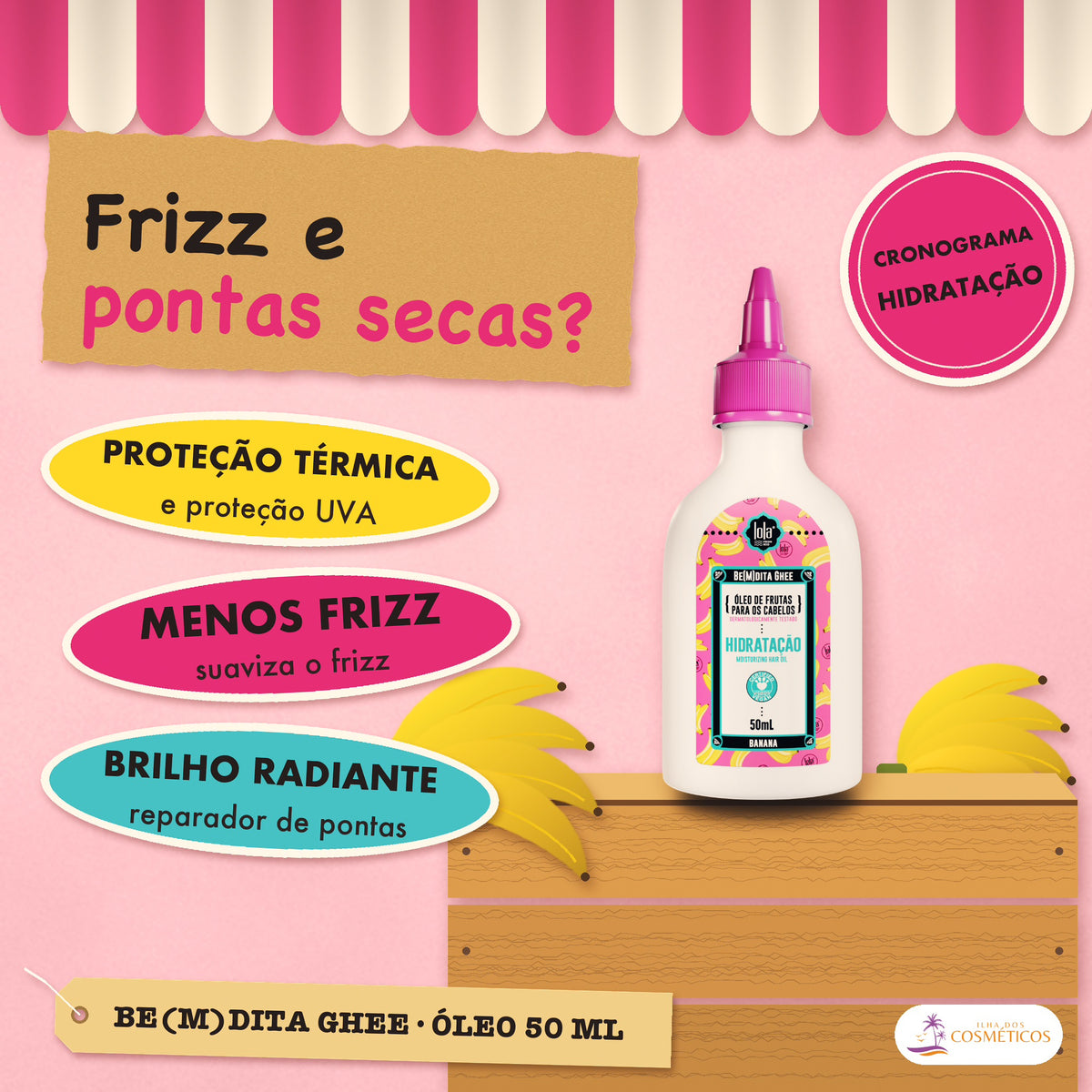 Óleo Be(M)dita Ghee Lola Banana e Aloe Vera Hidratação: apresentação, com o que a fórmula faz pelo fio