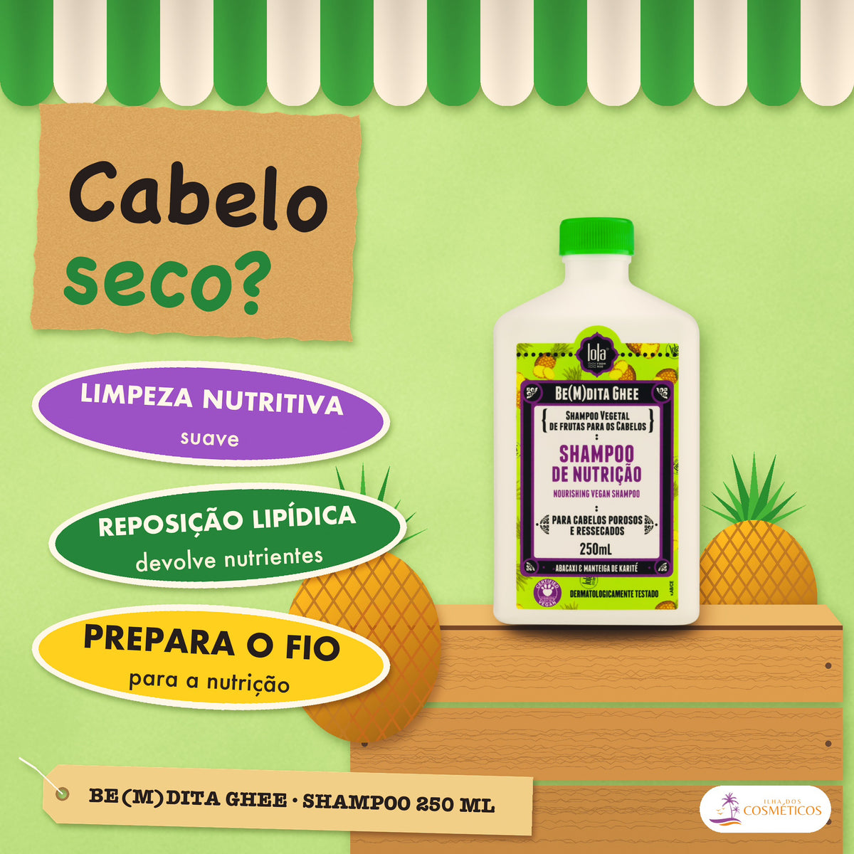 Shampoo Be(M)dita Ghee Lola Nutrição Abacaxi: apresentação, com o que a fórmula faz pelo fio