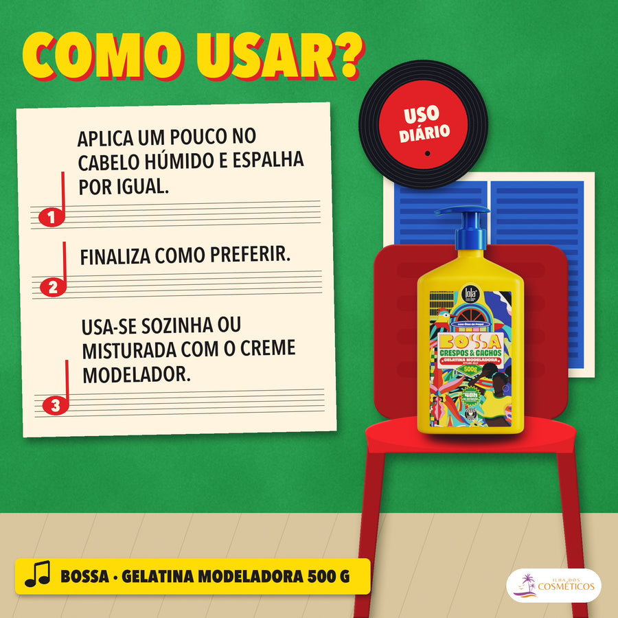 Gelatina Modeladora Bossa Lola Crespos e Cachos: como usar, sozinha ou misturada com o creme modelador