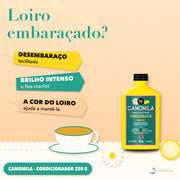 Condicionador Camomila Lola Hidratante para Loiros: apresentação, desembaraço facilitado, brilho intenso e a cor do loiro
