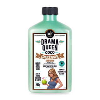 Condicionador Drama Queen Coco Lola Cabelo Seco: frasco de 250 g de frente, com o selo Certified Vegan