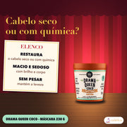 Máscara Drama Queen Coco Lola Restauradora Cabelo Seco: apresentação, restaura o cabelo seco ou com química, sem pesar