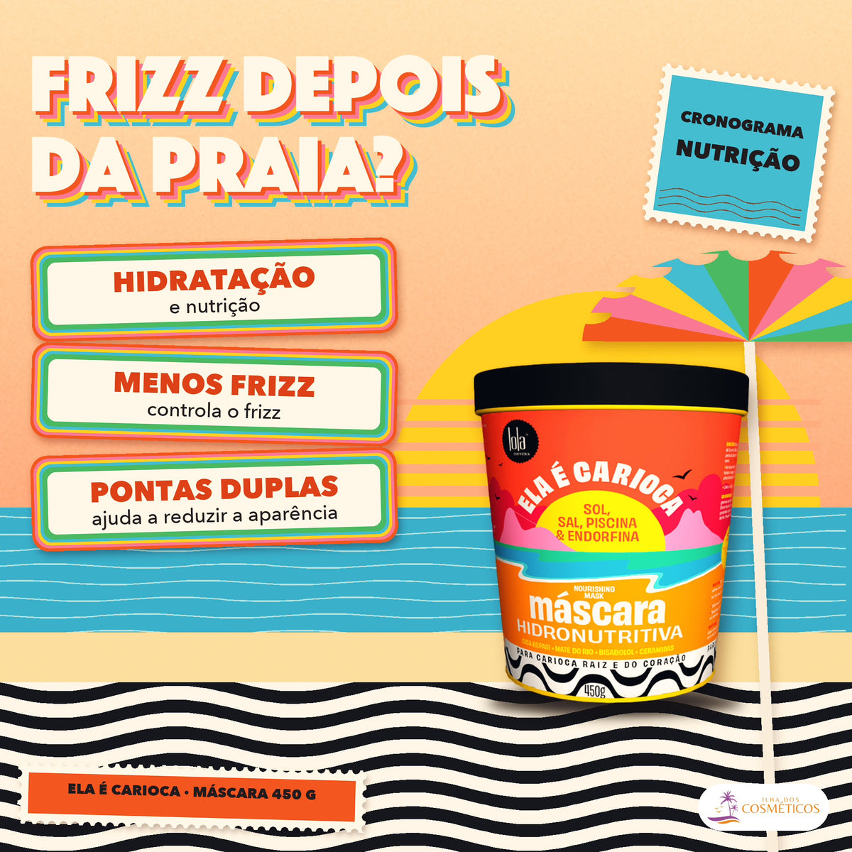 Máscara Ela é Carioca Lola Hidronutritiva Sol e Sal: apresentação, com o que a fórmula faz pelo fio