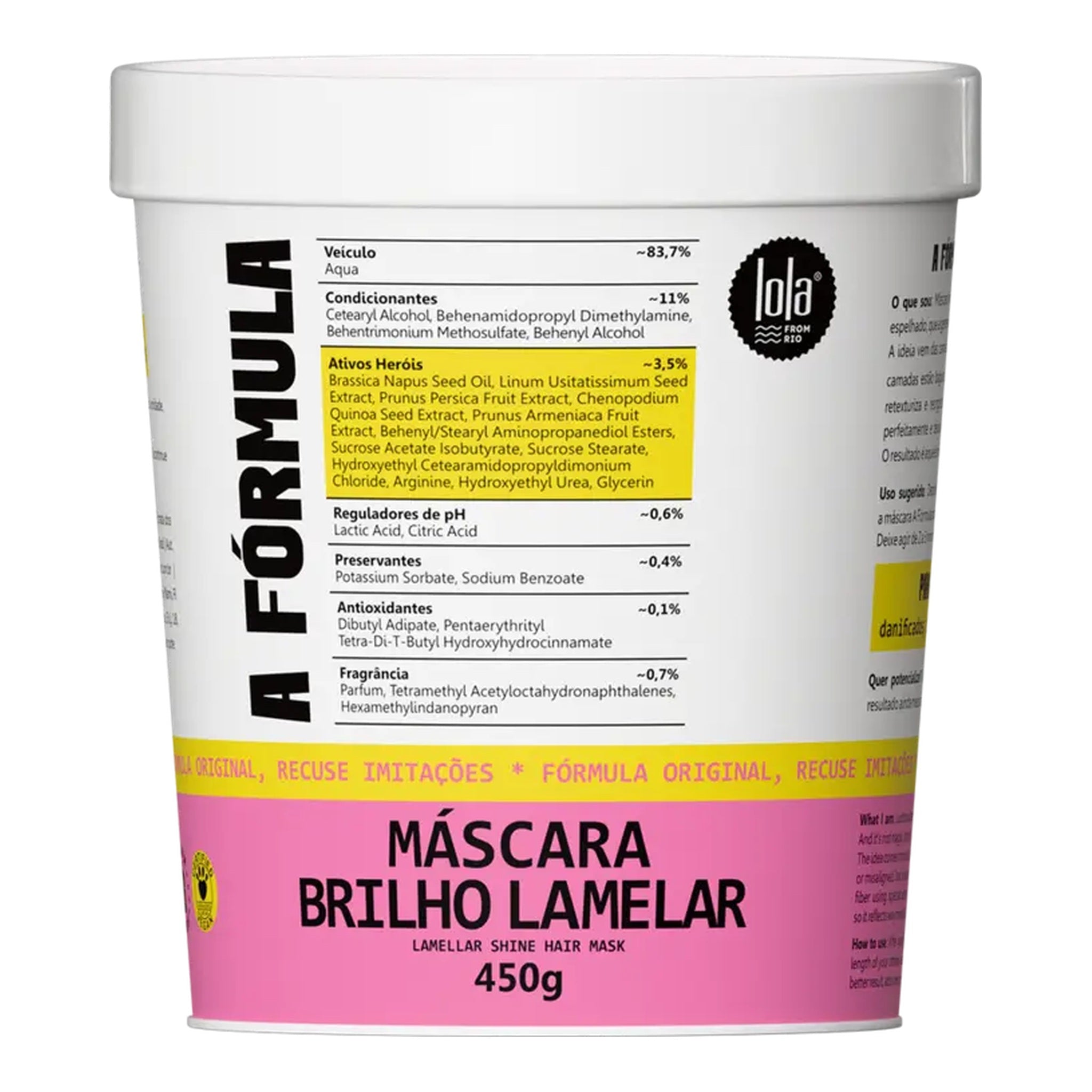Lola A Fórmula Máscara Brilho Lamelar 450g — foto oficial da marca