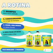 Pack Ondulados Lola Shampoo, Condicionador e Texturizador: a rotina em quatro passos, do shampoo ao creme