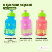 O que vem dentro do Lola Pack Papo Reto Shampoo + Máscara + Condicionador Detox e Reparação, visto de cima