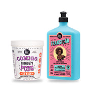 Pack Transição da Lola From Rio com o Co Wash Melaleuca Comigo Ninguém Pode de 450 g e o Creme Texturizador Transição de 500 g, de frente, sobre fundo branco.