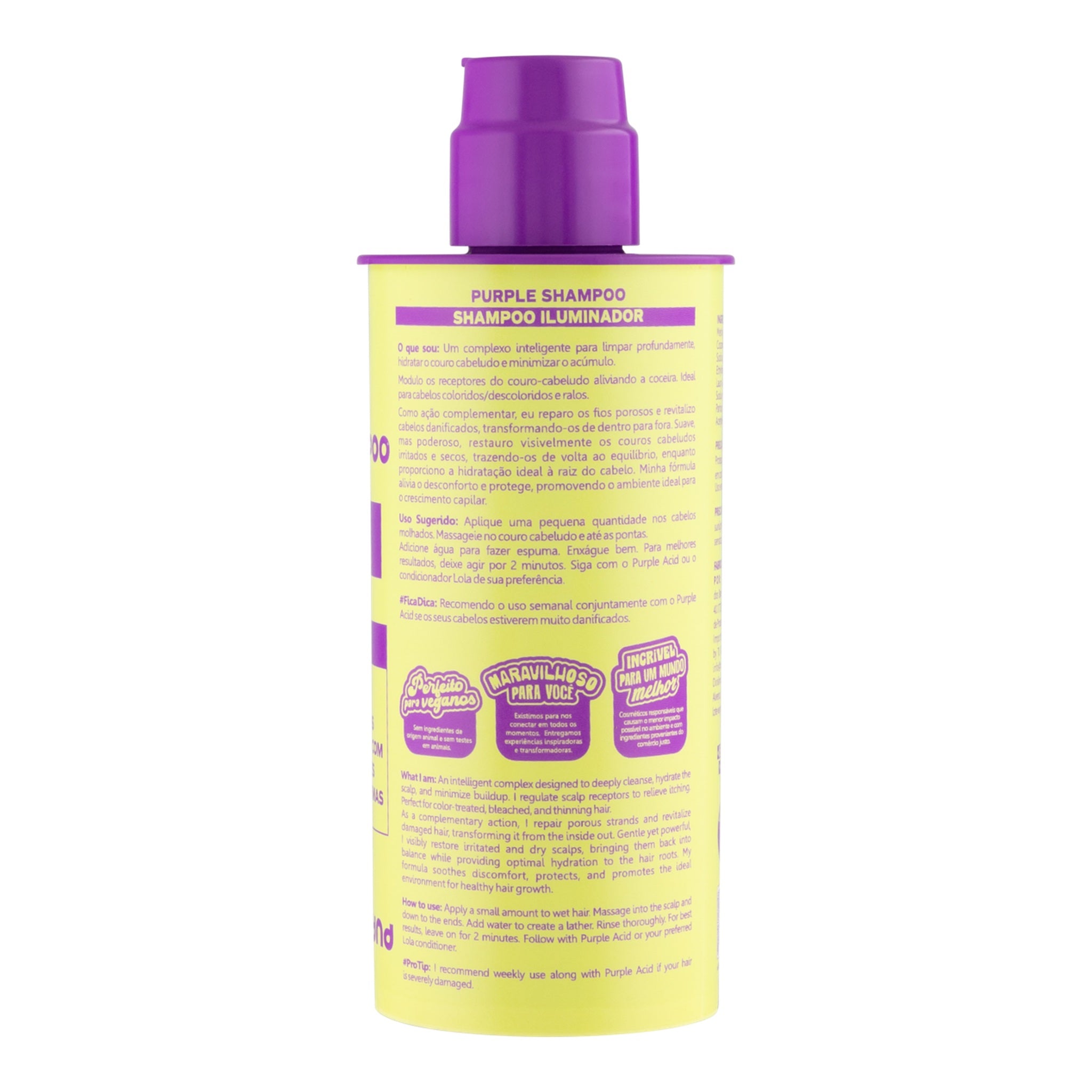 Lola Purple Shampoo 250ml — rótulo e modo de usar