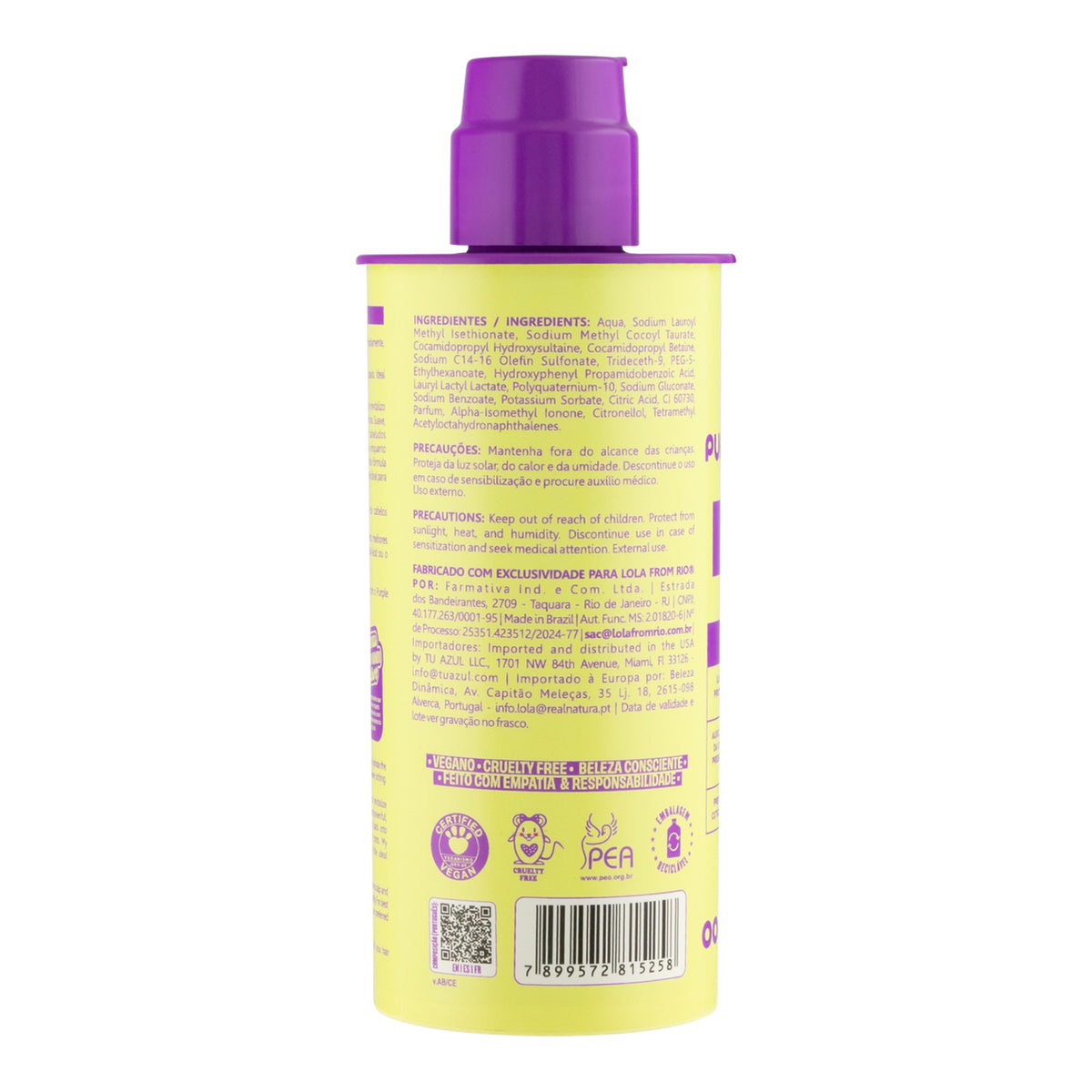 Lola Purple Shampoo 250ml — rótulo e modo de usar