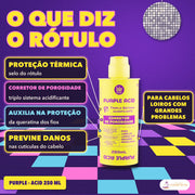 Acidificante Purple Lola Corretor de Porosidade Loiro: o que diz o rótulo, triplo sistema acidificante