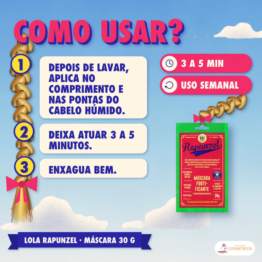 Máscara Rapunzel Lola Fortificante Anti-Queda: como usar, passo a passo, com o tempo e a frequência