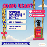 Milk Spray Rapunzel Lola Leave-in Anti-Queda: como usar, passo a passo, com o tempo e a frequência