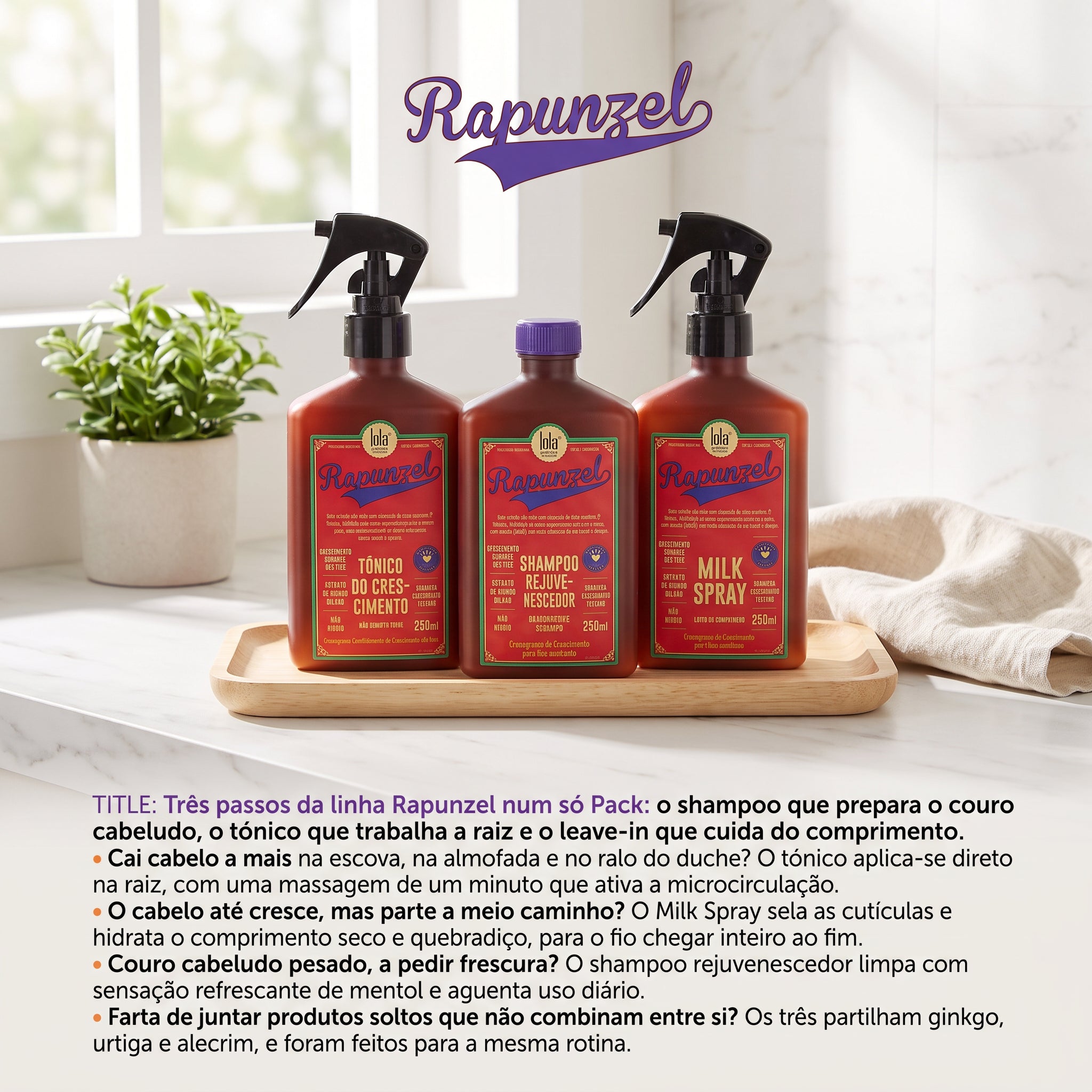 Lola Rapunzel Pack Crescimento Shampoo, Tónico e Milk Spray 3x250ml — foto 2
