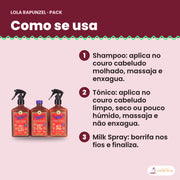 Pack Rapunzel Lola Shampoo, Tónico e Milk Spray: como se usa, em 3 passos