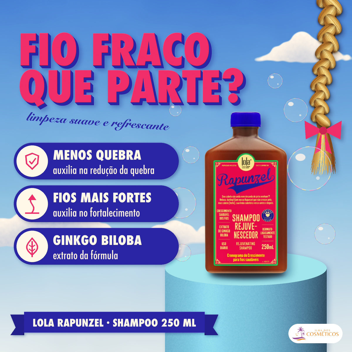 Shampoo Rapunzel Lola Rejuvenescedor Anti-Queda: apresentação, com o que a fórmula faz pelo fio