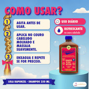 Shampoo Rapunzel Lola Rejuvenescedor Anti-Queda: como usar, passo a passo, com o tempo e a frequência