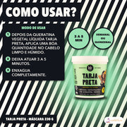 Máscara Tarja Preta Lola Restauradora Queratina Vegetal: como usar, 3 a 5 minutos, semanal ou quinzenal