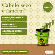 Umectação Oliva Lola Máscara para Cabelo Seco: apresentação, reposição lipídica, menos frizz, quatro formas de usar