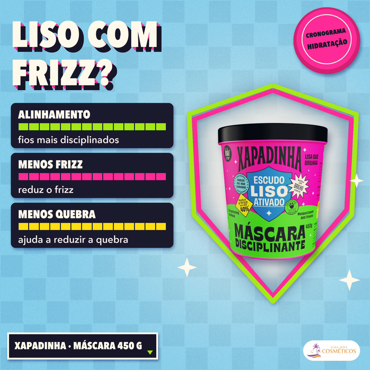Máscara Xapadinha Lola Disciplinante Anti-Frizz: apresentação, com o que a fórmula faz pelo fio