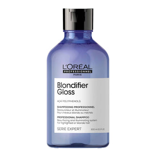 L'Oréal Professionnel Blondifier Gloss Shampoo 300 ml: frasco azul-violeta de frente