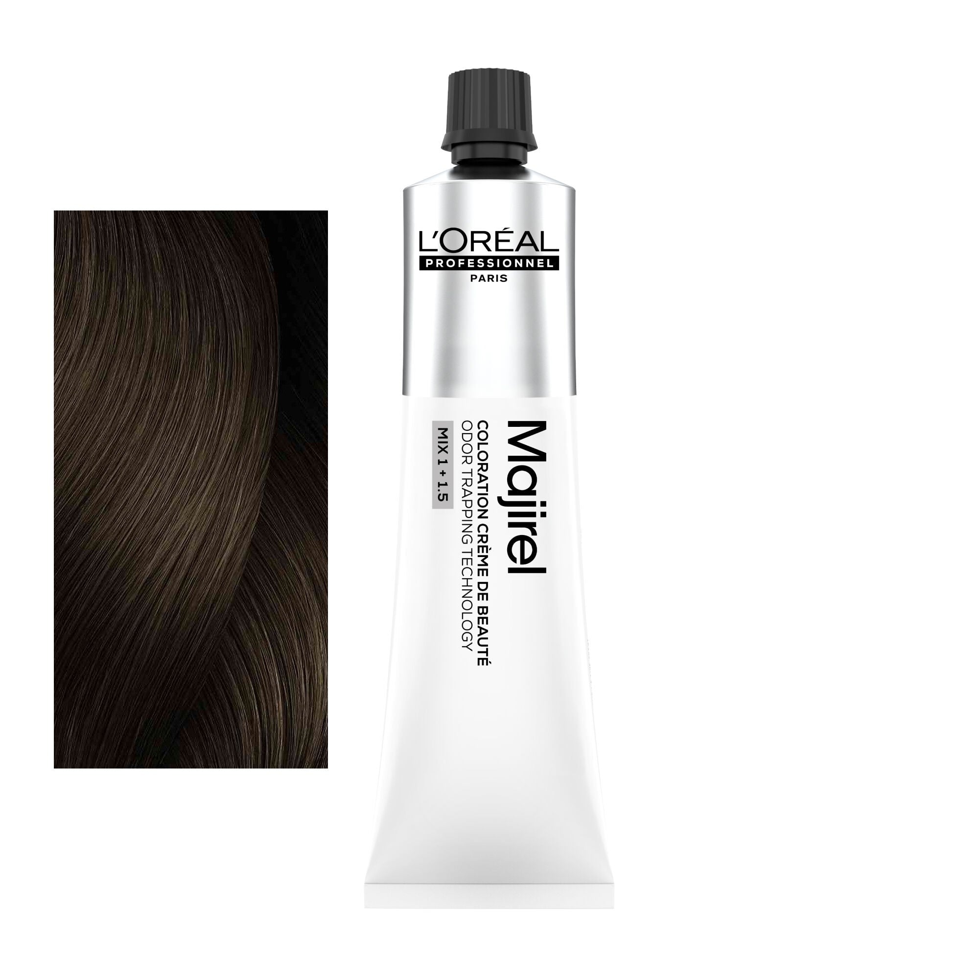 Coloração Majirel tom 6.23: amostra da cor junto ao tubo de 60 ml